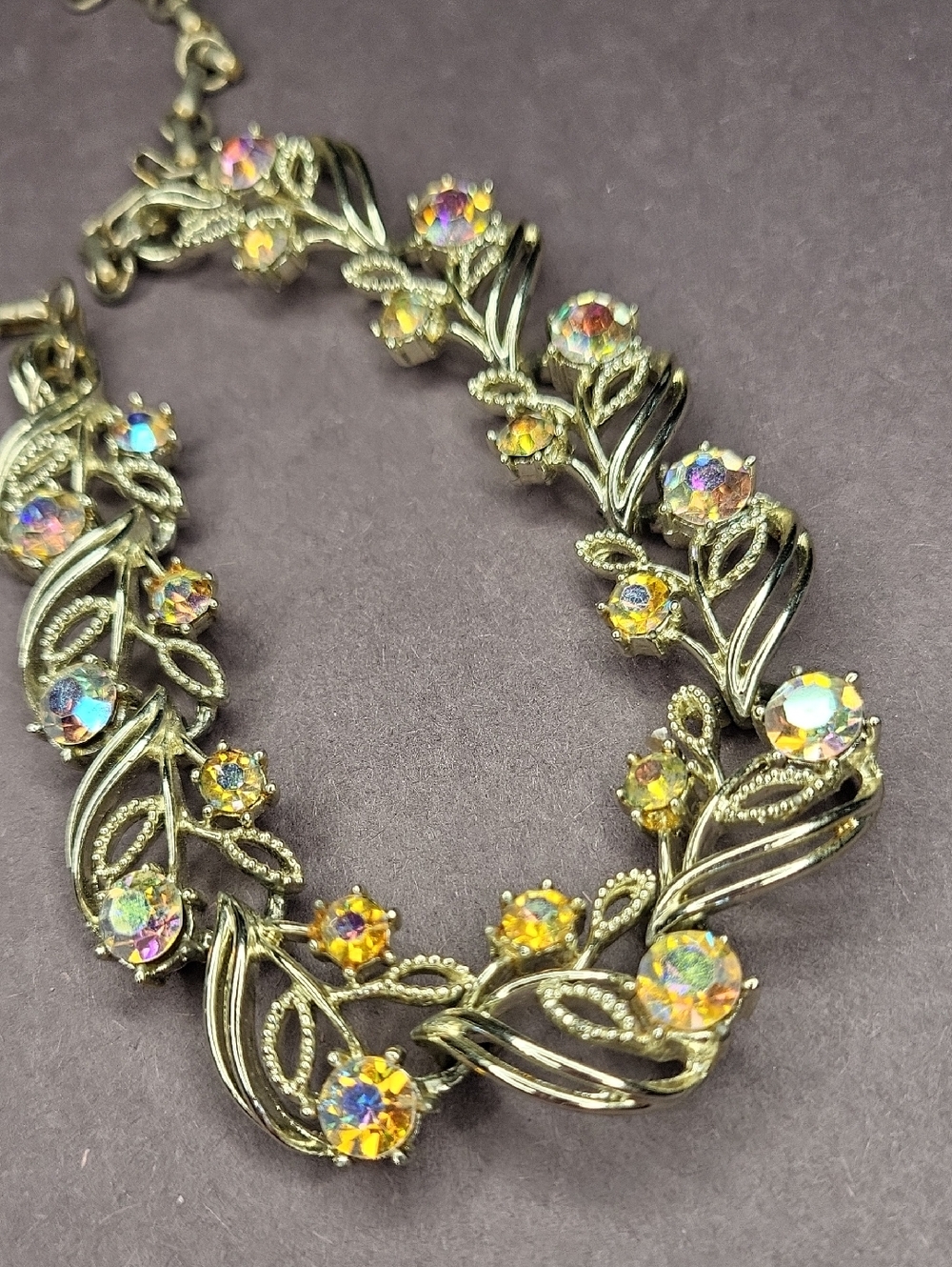 Coro Ab Rhinestone Floral Choker